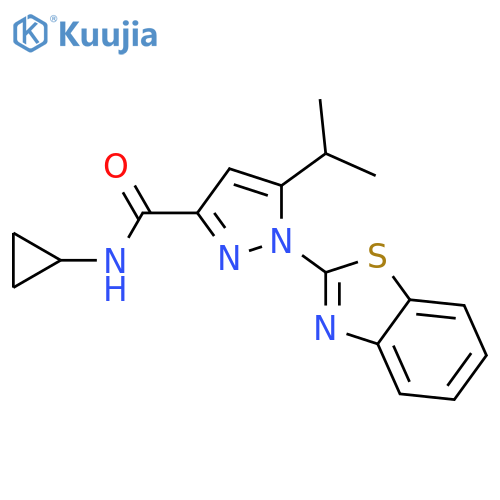 1-(1,3-benzothiazol-2-yl)-N-cyclopropyl-5-(propan-2-yl)-1H-pyrazole-3-carboxamide structure