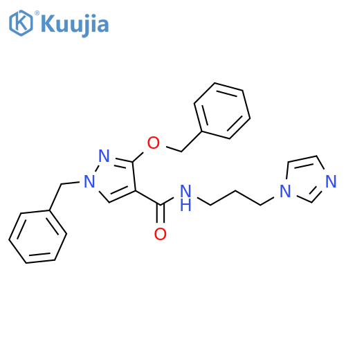 1-benzyl-3-(benzyloxy)-N-[3-(1H-imidazol-1-yl)propyl]-1H-pyrazole-4-carboxamide structure