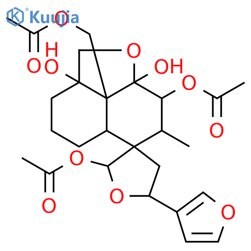 Spiro[furan-3(2H),6'-[6H]naphtho[1,8-bc]furan]-2,2'a,8',8'a(2'H,3'H)-tetrol,8'b-[(acetyloxy)methyl]-5-(3-furanyl)octahydro-7'-methyl-, 2,8'-diacetate,(2S,2'aR,3S,5S,5'aR,7'S,8'S,8'aS,8'bS)- (9CI) structure