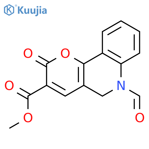 2H-Pyrano[3,2-c]quinoline-3-carboxylic acid, 6-formyl-5,6-dihydro-2-oxo-, methyl ester structure