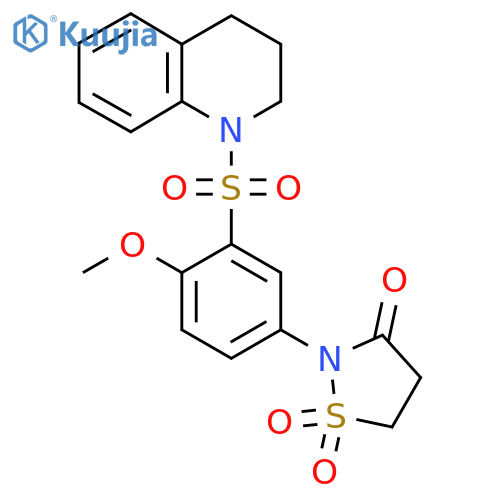 2-[4-methoxy-3-(1,2,3,4-tetrahydroquinoline-1-sulfonyl)phenyl]-1lambda6,2-thiazolidine-1,1,3-trione structure