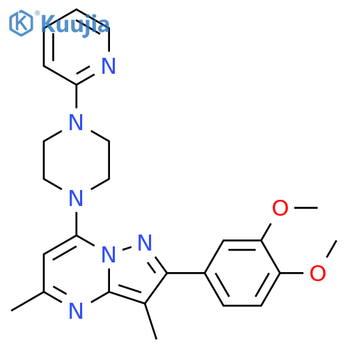 1-[2-(3,4-dimethoxyphenyl)-3,5-dimethylpyrazolo[1,5-a]pyrimidin-7-yl]-4-(pyridin-2-yl)piperazine structure
