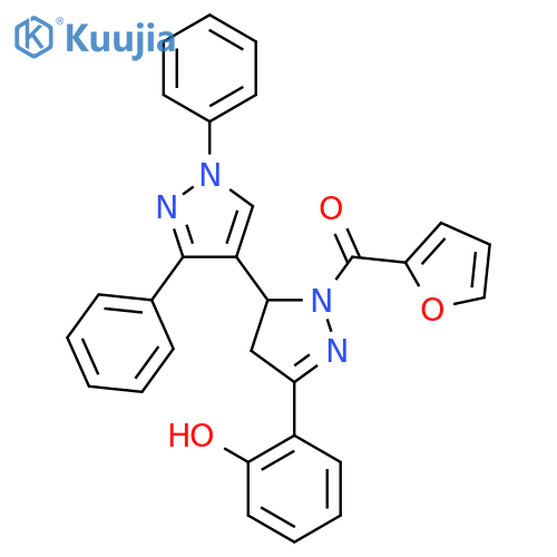 2-[2-(furan-2-carbonyl)-1',3'-diphenyl-3,4-dihydro-1'H,2H-[3,4'-bipyrazole]-5-yl]phenol structure
