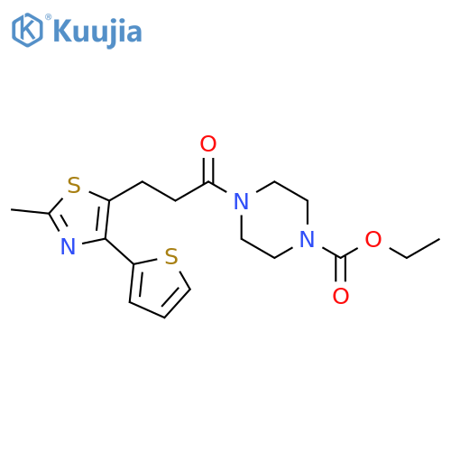 ethyl 4-{3-[2-methyl-4-(thiophen-2-yl)-1,3-thiazol-5-yl]propanoyl}piperazine-1-carboxylate structure
