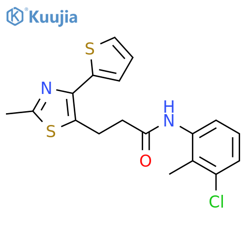 N-(3-chloro-2-methylphenyl)-3-[2-methyl-4-(thiophen-2-yl)-1,3-thiazol-5-yl]propanamide structure