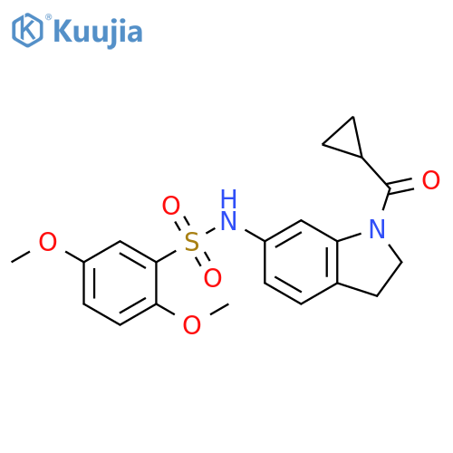 N-(1-cyclopropanecarbonyl-2,3-dihydro-1H-indol-6-yl)-2,5-dimethoxybenzene-1-sulfonamide structure