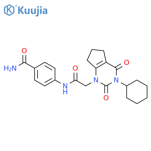 4-(2-{3-cyclohexyl-2,4-dioxo-1H,2H,3H,4H,5H,6H,7H-cyclopenta[d]pyrimidin-1-yl}acetamido)benzamide structure