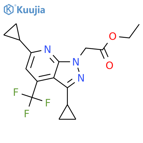 ethyl [3,6-dicyclopropyl-4-(trifluoromethyl)-1H-pyrazolo[3,4-b]pyridin-1-yl ]acetate structure