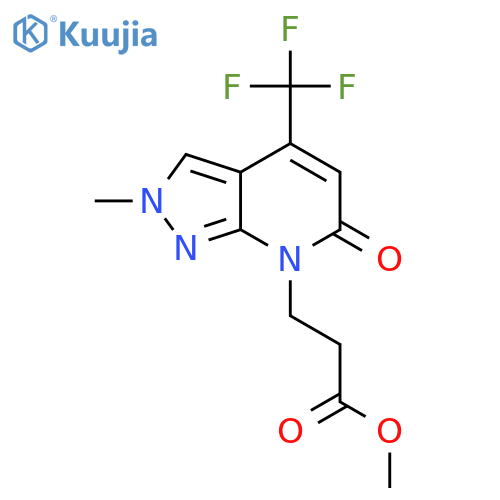 methyl 3-[2-methyl-6-oxo-4-(trifluoromethyl)-2,6-dihydro-7H-pyrazolo[3,4-b] pyridin-7-yl]propanoate structure