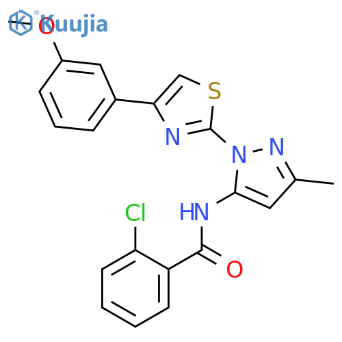 2-chloro-N-{1-[4-(3-methoxyphenyl)-1,3-thiazol-2-yl]-3-methyl-1H-pyrazol-5-yl}benzamide structure