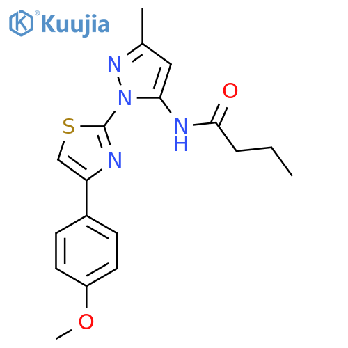 N-{1-[4-(4-methoxyphenyl)-1,3-thiazol-2-yl]-3-methyl-1H-pyrazol-5-yl}butanamide structure