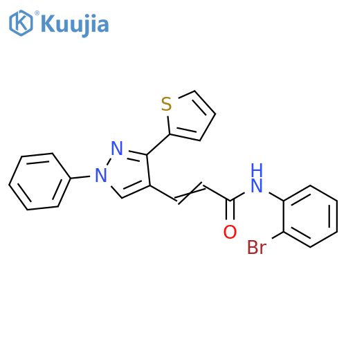 (2Z)-N-(2-bromophenyl)-3-[1-phenyl-3-(thiophen-2-yl)-1H-pyrazol-4-yl]prop-2-enamide structure