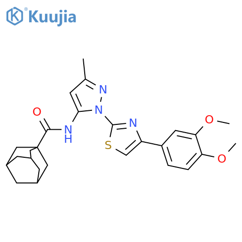 N-{1-[4-(3,4-dimethoxyphenyl)-1,3-thiazol-2-yl]-3-methyl-1H-pyrazol-5-yl}adamantane-1-carboxamide structure