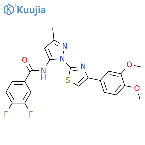 N-{1-[4-(3,4-dimethoxyphenyl)-1,3-thiazol-2-yl]-3-methyl-1H-pyrazol-5-yl}-3,4-difluorobenzamide structure