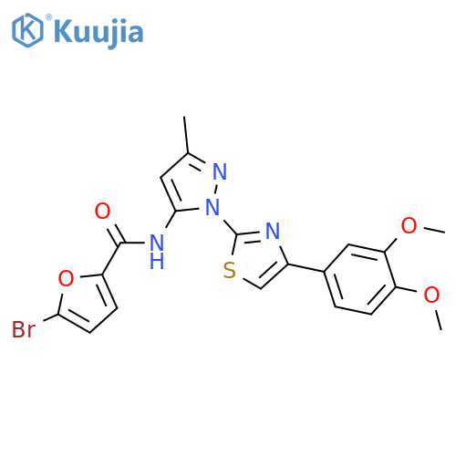 5-bromo-N-{1-[4-(3,4-dimethoxyphenyl)-1,3-thiazol-2-yl]-3-methyl-1H-pyrazol-5-yl}furan-2-carboxamide structure