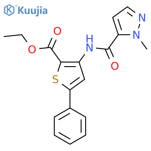 ethyl 3-(1-methyl-1H-pyrazole-5-amido)-5-phenylthiophene-2-carboxylate structure