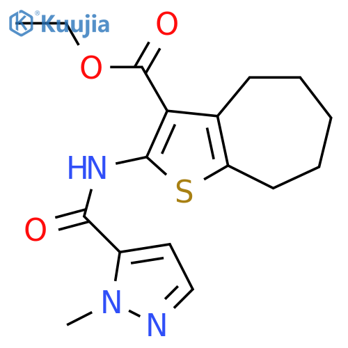 ethyl 2-(1-methyl-1H-pyrazole-5-amido)-4H,5H,6H,7H,8H-cyclohepta[b]thiophene-3-carboxylate structure