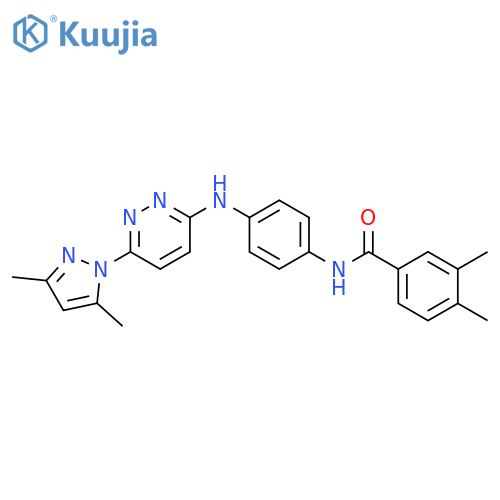 N-(4-{[6-(3,5-dimethyl-1H-pyrazol-1-yl)pyridazin-3-yl]amino}phenyl)-3,4-dimethylbenzamide structure