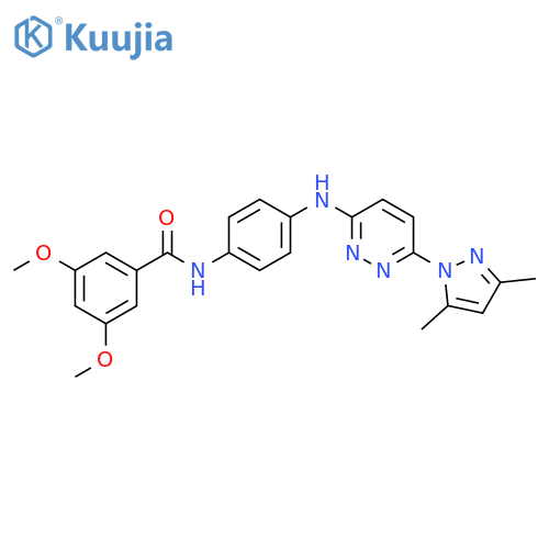 N-(4-{[6-(3,5-dimethyl-1H-pyrazol-1-yl)pyridazin-3-yl]amino}phenyl)-3,5-dimethoxybenzamide structure