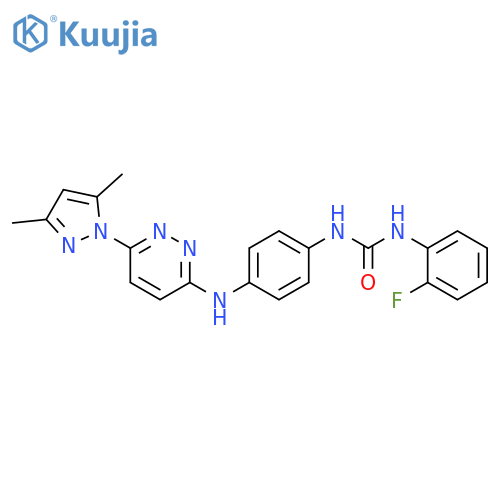 1-(4-{[6-(3,5-dimethyl-1H-pyrazol-1-yl)pyridazin-3-yl]amino}phenyl)-3-(2-fluorophenyl)urea structure