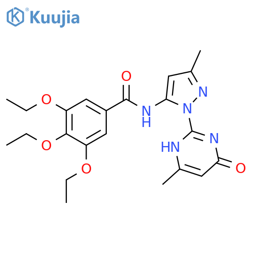 3,4,5-triethoxy-N-[3-methyl-1-(4-methyl-6-oxo-1,6-dihydropyrimidin-2-yl)-1H-pyrazol-5-yl]benzamide structure