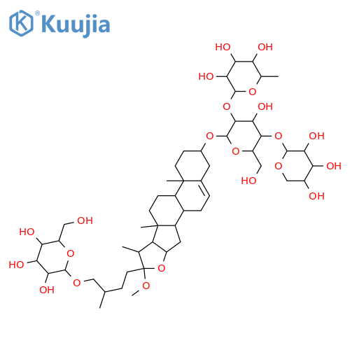 β-D-Glucopyranoside, (3β,5α,25R)-26-(β-D-glucopyranosyloxy)-22-methoxyfurostan-3-yl O-6-deoxy-α-L-mannopyranosyl-(1→2)-O-[β-D-xylopyranosyl-(1→4)]- (9CI) structure