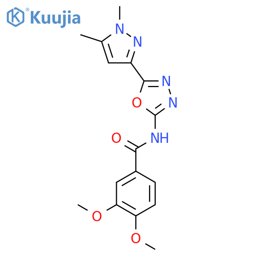 N-[5-(1,5-dimethyl-1H-pyrazol-3-yl)-1,3,4-oxadiazol-2-yl]-3,4-dimethoxybenzamide structure