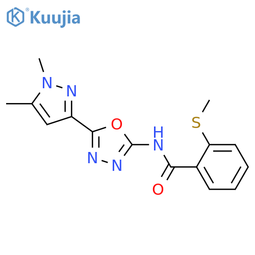 N-[5-(1,5-dimethyl-1H-pyrazol-3-yl)-1,3,4-oxadiazol-2-yl]-2-(methylsulfanyl)benzamide structure