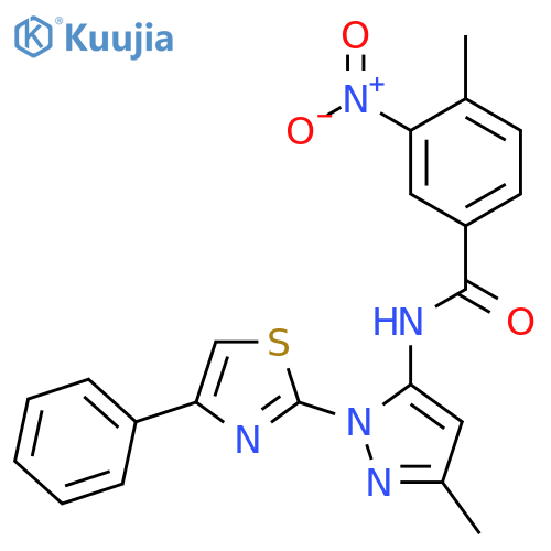 4-methyl-N-[3-methyl-1-(4-phenyl-1,3-thiazol-2-yl)-1H-pyrazol-5-yl]-3-nitrobenzamide structure