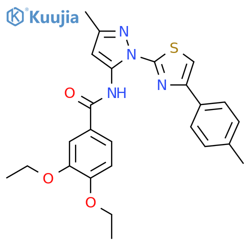 3,4-diethoxy-N-{3-methyl-1-[4-(4-methylphenyl)-1,3-thiazol-2-yl]-1H-pyrazol-5-yl}benzamide structure