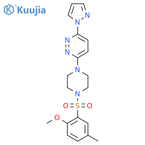 3-[4-(2-methoxy-5-methylbenzenesulfonyl)piperazin-1-yl]-6-(1H-pyrazol-1-yl)pyridazine structure