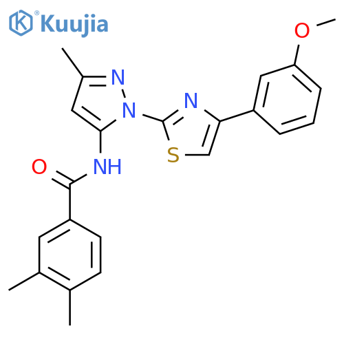 N-{1-[4-(3-methoxyphenyl)-1,3-thiazol-2-yl]-3-methyl-1H-pyrazol-5-yl}-3,4-dimethylbenzamide structure