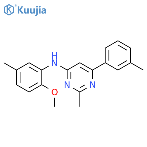 N-(2-methoxy-5-methylphenyl)-2-methyl-6-(3-methylphenyl)pyrimidin-4-amine structure