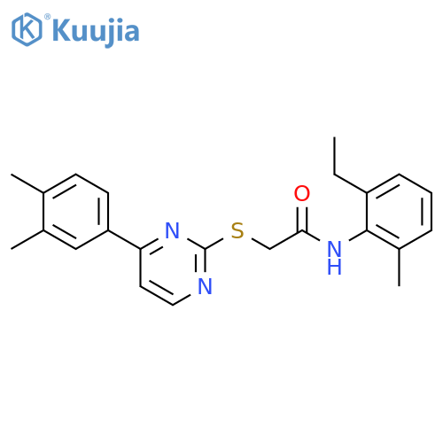 2-{[4-(3,4-dimethylphenyl)pyrimidin-2-yl]sulfanyl}-N-(2-ethyl-6-methylphenyl)acetamide structure