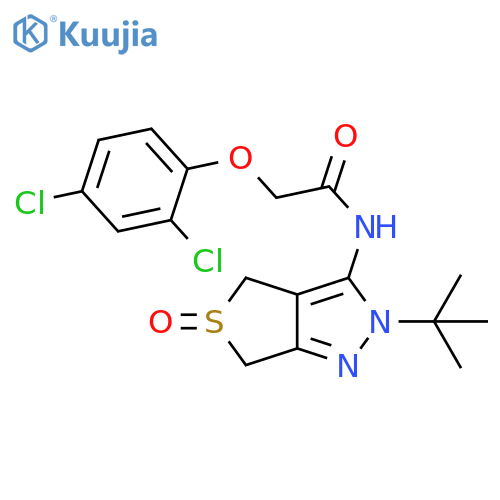 N-{2-tert-butyl-5-oxo-2H,4H,6H-5lambda4-thieno[3,4-c]pyrazol-3-yl}-2-(2,4-dichlorophenoxy)acetamide structure