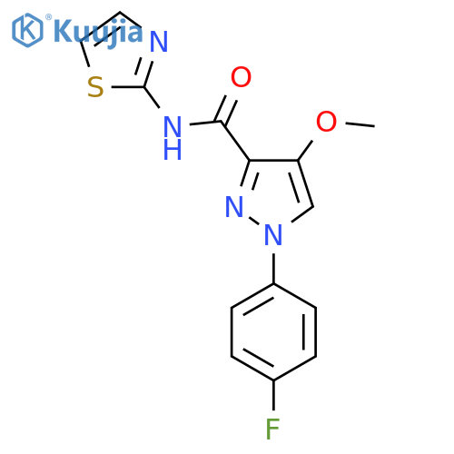 1-(4-fluorophenyl)-4-methoxy-N-(1,3-thiazol-2-yl)-1H-pyrazole-3-carboxamide structure