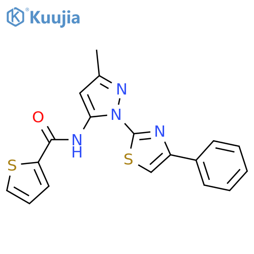 N-[3-methyl-1-(4-phenyl-1,3-thiazol-2-yl)-1H-pyrazol-5-yl]thiophene-2-carboxamide structure