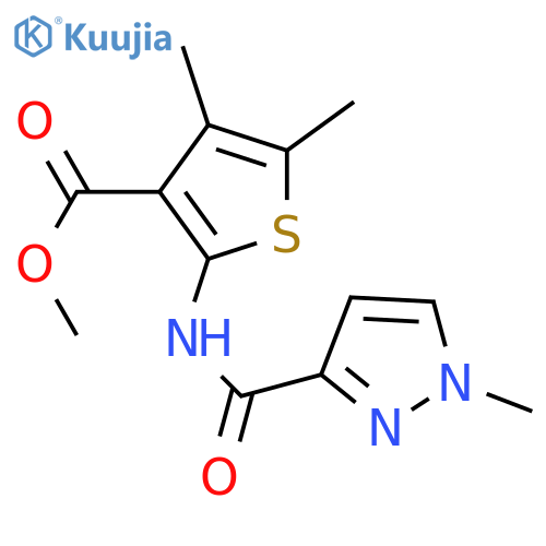 methyl 4,5-dimethyl-2-(1-methyl-1H-pyrazole-3-amido)thiophene-3-carboxylate structure