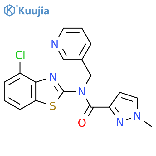 N-(4-chloro-1,3-benzothiazol-2-yl)-1-methyl-N-[(pyridin-3-yl)methyl]-1H-pyrazole-3-carboxamide structure