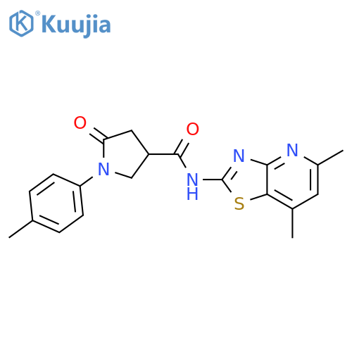 N-{5,7-dimethyl-[1,3]thiazolo[4,5-b]pyridin-2-yl}-1-(4-methylphenyl)-5-oxopyrrolidine-3-carboxamide structure