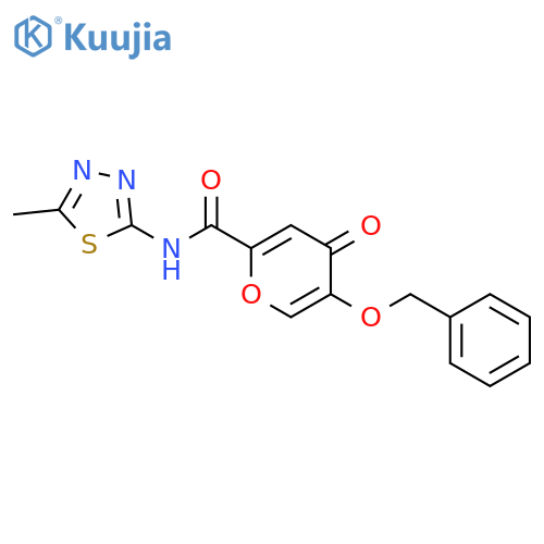 5-(benzyloxy)-N-(5-methyl-1,3,4-thiadiazol-2-yl)-4-oxo-4H-pyran-2-carboxamide structure