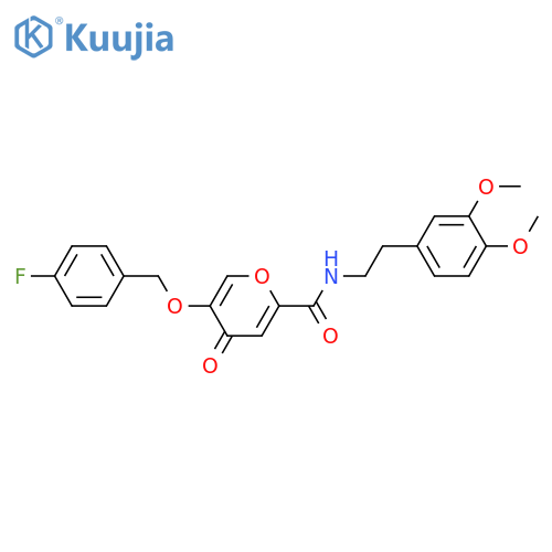 N-[2-(3,4-dimethoxyphenyl)ethyl]-5-[(4-fluorophenyl)methoxy]-4-oxo-4H-pyran-2-carboxamide structure