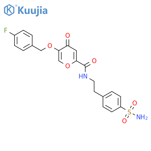 5-[(4-fluorophenyl)methoxy]-4-oxo-N-[2-(4-sulfamoylphenyl)ethyl]-4H-pyran-2-carboxamide structure