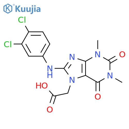 2-{8-[(3,4-dichlorophenyl)amino]-1,3-dimethyl-2,6-dioxo-2,3,6,7-tetrahydro-1H-purin-7-yl}acetic acid structure