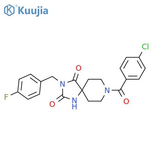 8-(4-chlorobenzoyl)-3-[(4-fluorophenyl)methyl]-1,3,8-triazaspiro[4.5]decane-2,4-dione structure