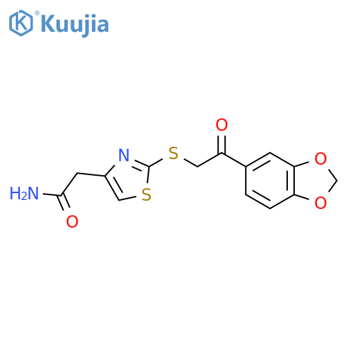 2-(2-{[2-(2H-1,3-benzodioxol-5-yl)-2-oxoethyl]sulfanyl}-1,3-thiazol-4-yl)acetamide structure