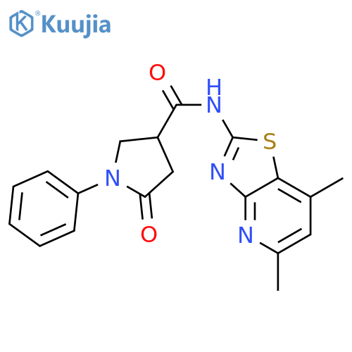 N-{5,7-dimethyl-[1,3]thiazolo[4,5-b]pyridin-2-yl}-5-oxo-1-phenylpyrrolidine-3-carboxamide structure