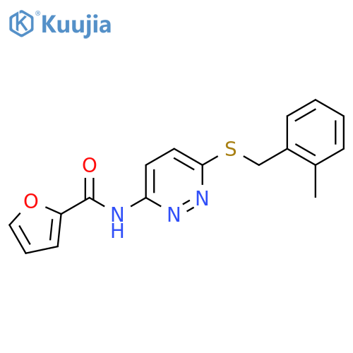 N-(6-{[(2-methylphenyl)methyl]sulfanyl}pyridazin-3-yl)furan-2-carboxamide structure