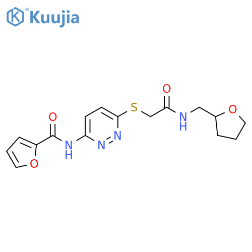 N-{6-[({[(oxolan-2-yl)methyl]carbamoyl}methyl)sulfanyl]pyridazin-3-yl}furan-2-carboxamide structure