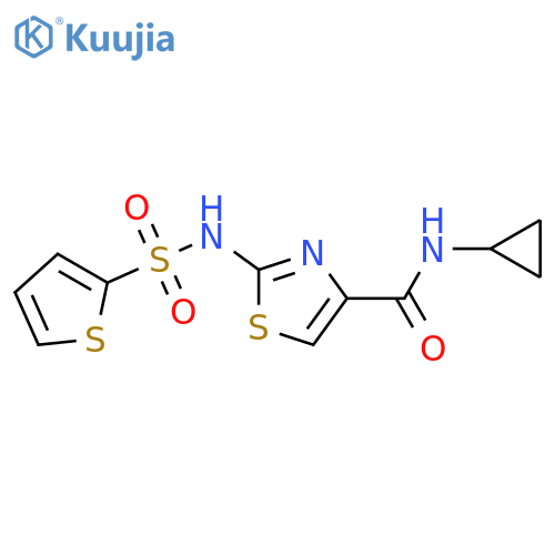 N-cyclopropyl-2-(thiophene-2-sulfonamido)-1,3-thiazole-4-carboxamide structure